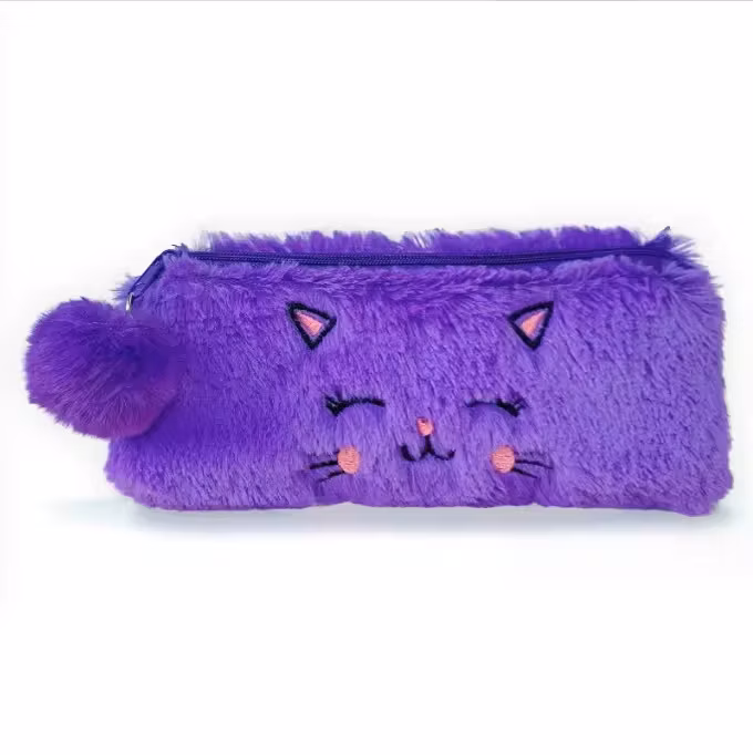 Manufacturer Wholesale Cartoon Plush Cat Pen Bag Cute Soft Student Pencil Case