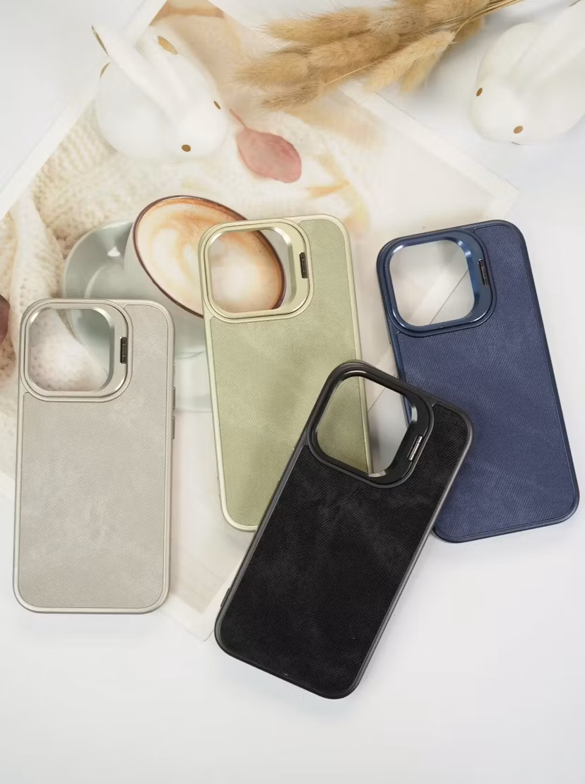 Denim Fabric Canvas Lens Holder Mobile Phone Case for iPhone 14 PRO