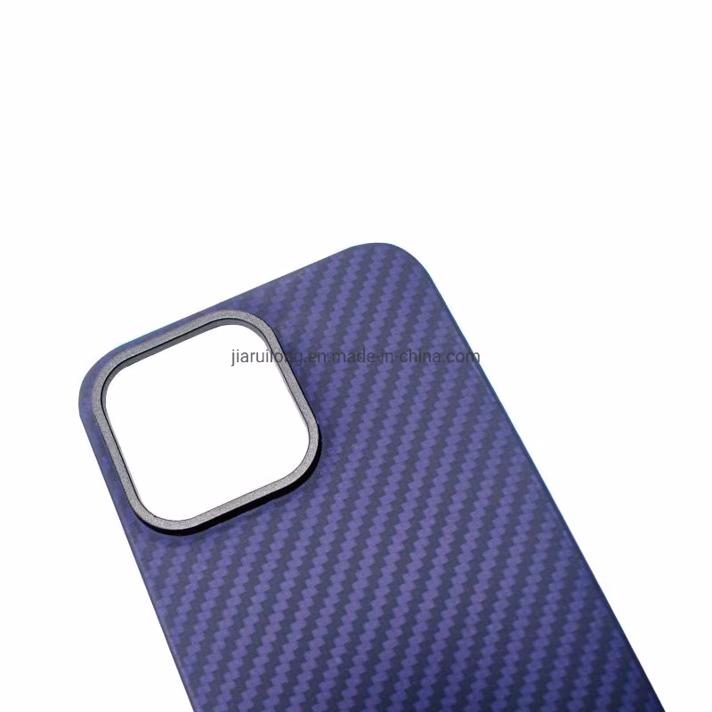 iPhone 14 PRO Max Mobile Phone Case Magsafe Carbon Fiber Fall Resistant Heat Dissipation Purple Coarse Lines Personality Phone Case