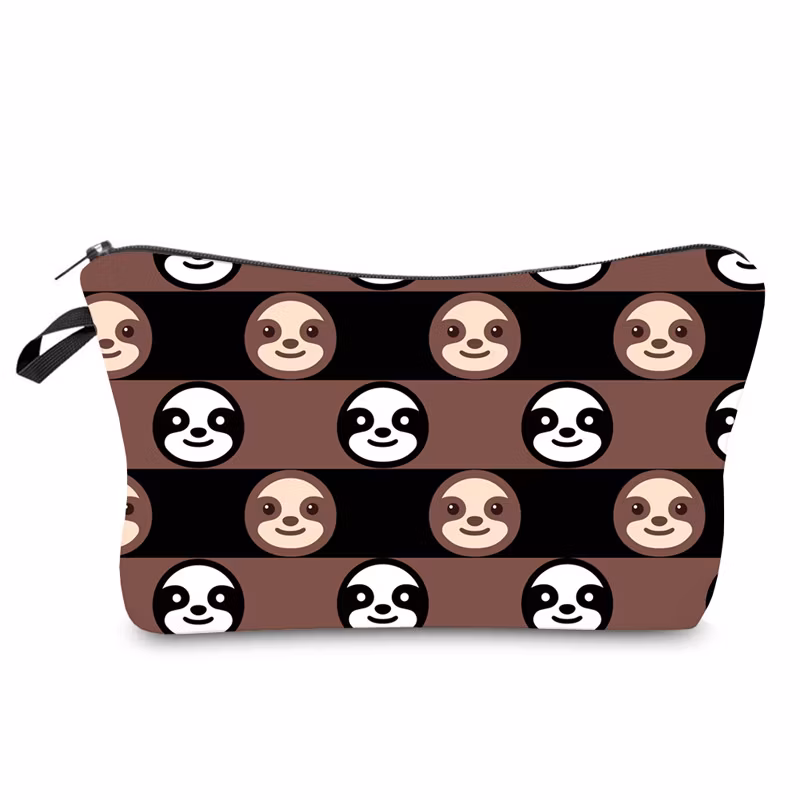 Wholesale Custom Cartoon Sloth Printing Girls Pencil Pouch Polyester Cosmetic Bags