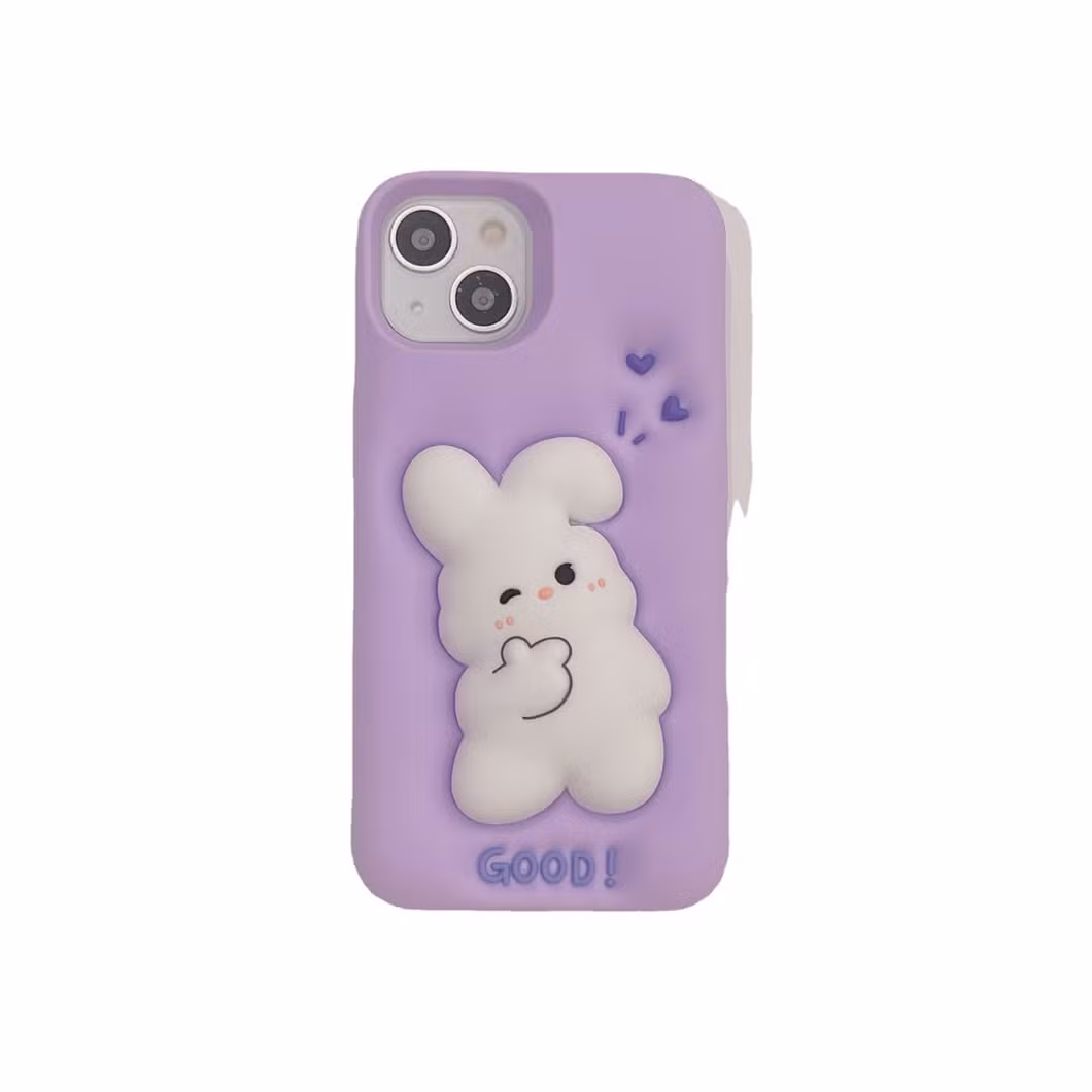 Silicone Purple Press Rabbit Cartoon Phone Case for I-Phone 16