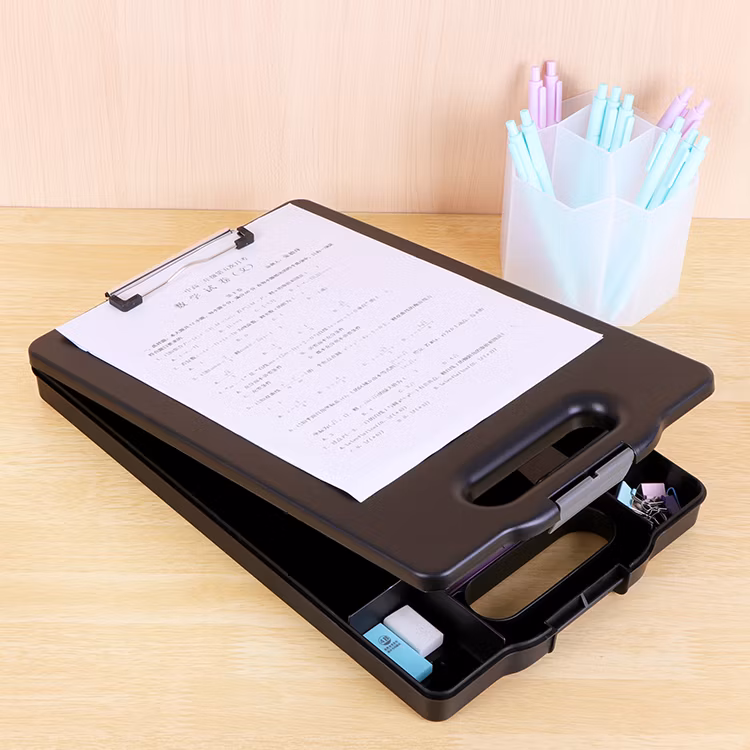 Paper Folder Document Organizer Plastic Clip Box A4 File Case with Handle