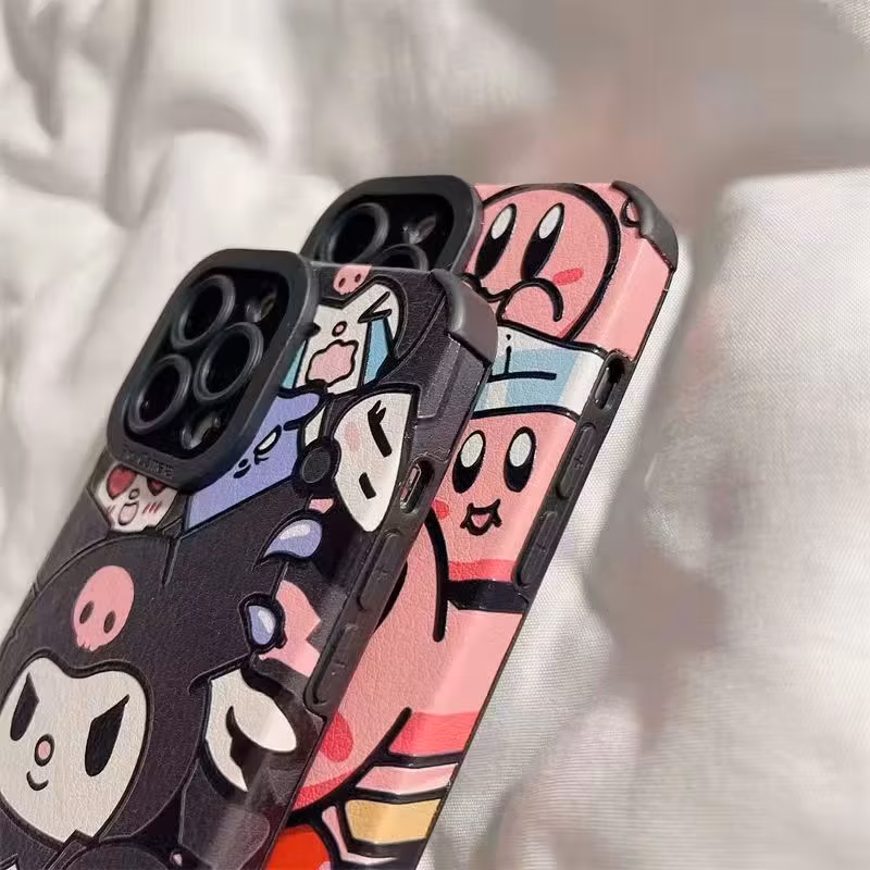 Imitation Leather Cartoon Kabi of The Planet Kulomi Phone Case for iPhone 13 14 15 Protective Cover Cheap