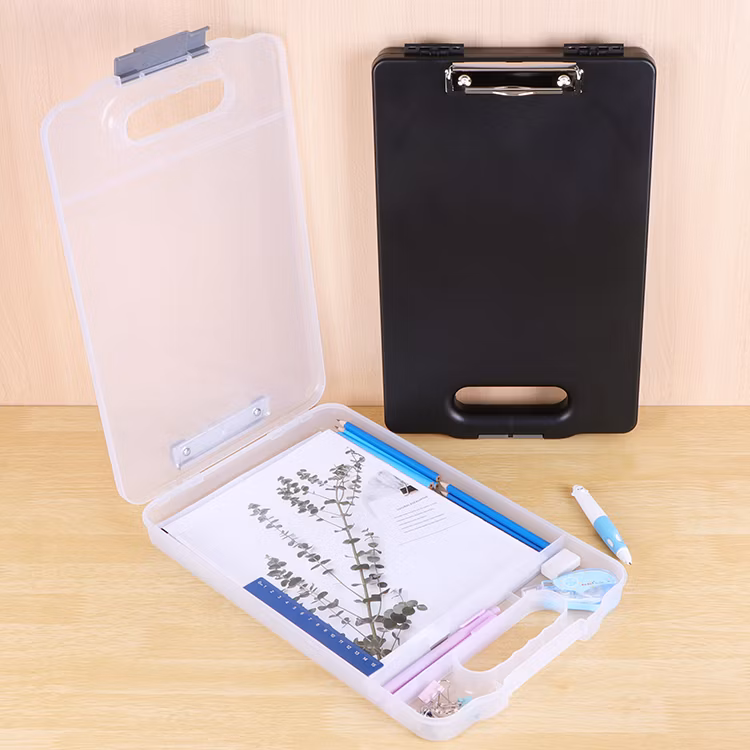 Paper Folder Document Organizer Plastic Clip Box A4 File Case with Handle