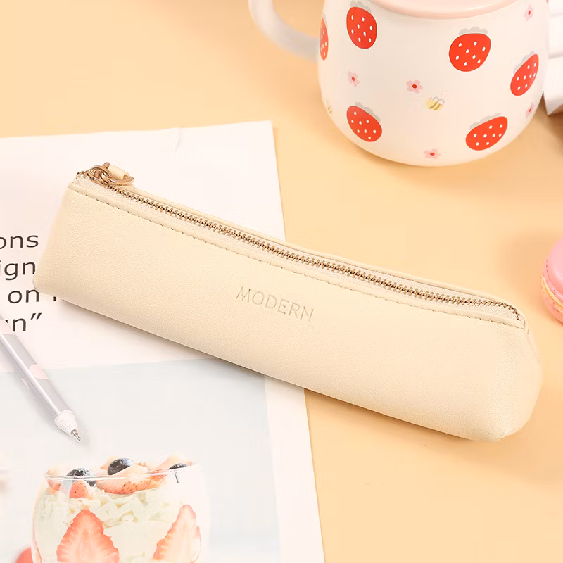Mini Solid Color PU Fabric Pencil Case Elementary School Stationery Bag Candy-Colored Wholesome Pencil Storage Bag