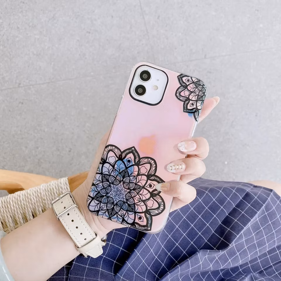 Flower Design Mandala Gradient Color Mobile Accessories Case Cheap Price Girl Phone Case Modern Phone Cases Wildflower Phone Case for Phone 7-13 PRO Max