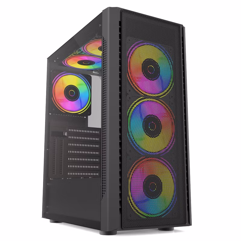 High Quality PC Gaming Computer Case with RGB Cooling Fan Igh Quality New Comfortable Iron Mesh Panel