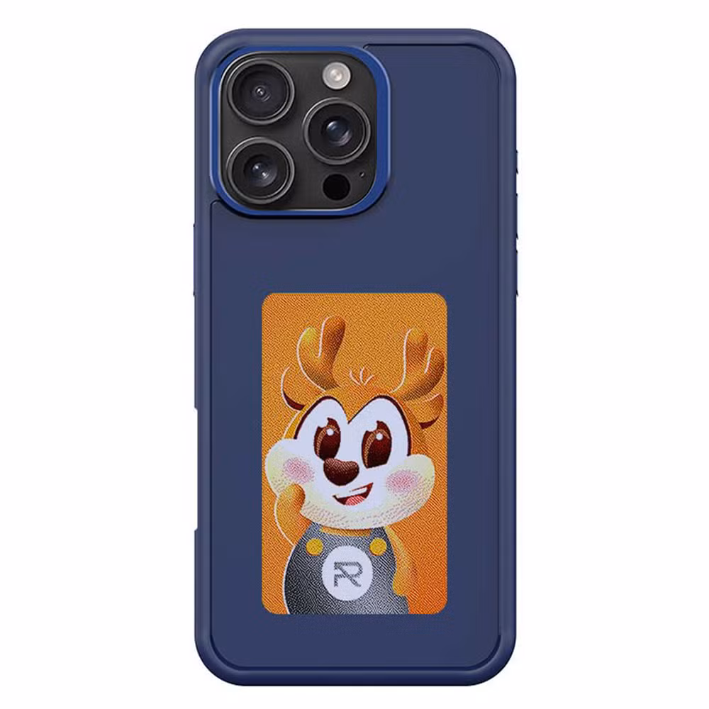 for iPhone 16 PRO E Ink Phone Cover 4-Color Display Pattern Customized Case - Blue