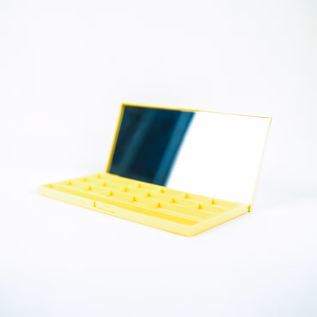 Skin Care Unique Shape Customized Eyeshadow Container Fashion Design ABS Yellow Eyeshadow Case