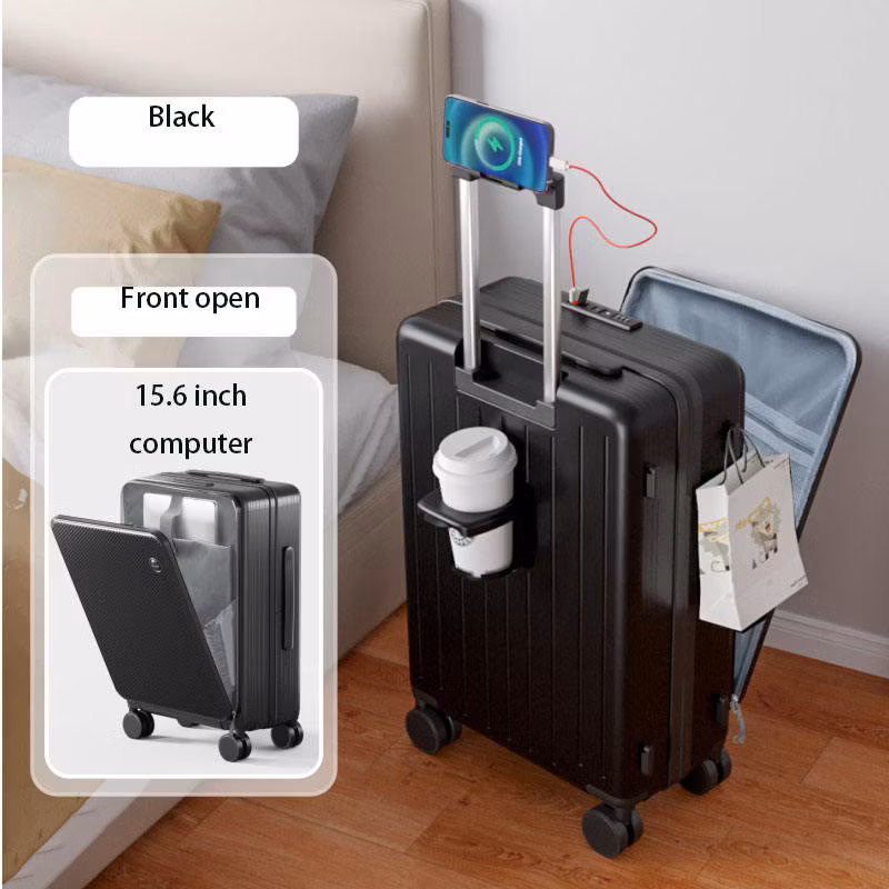 Multi-Functional Front Opening USB Charging Port and Mobile Phone Standing 26′′ Large Capacity Suitcase