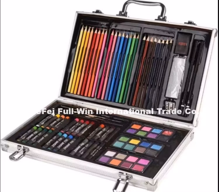 79 PCS Aluminum & Tin Set Customized Designs Children Painting Set with Supreme Oil Pastels, Color Cakes and Color Pencils