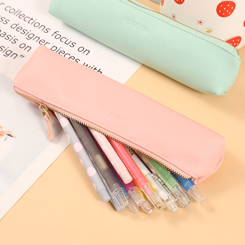 Mini Solid Color PU Fabric Pencil Case Elementary School Stationery Bag Candy-Colored Wholesome Pencil Storage Bag