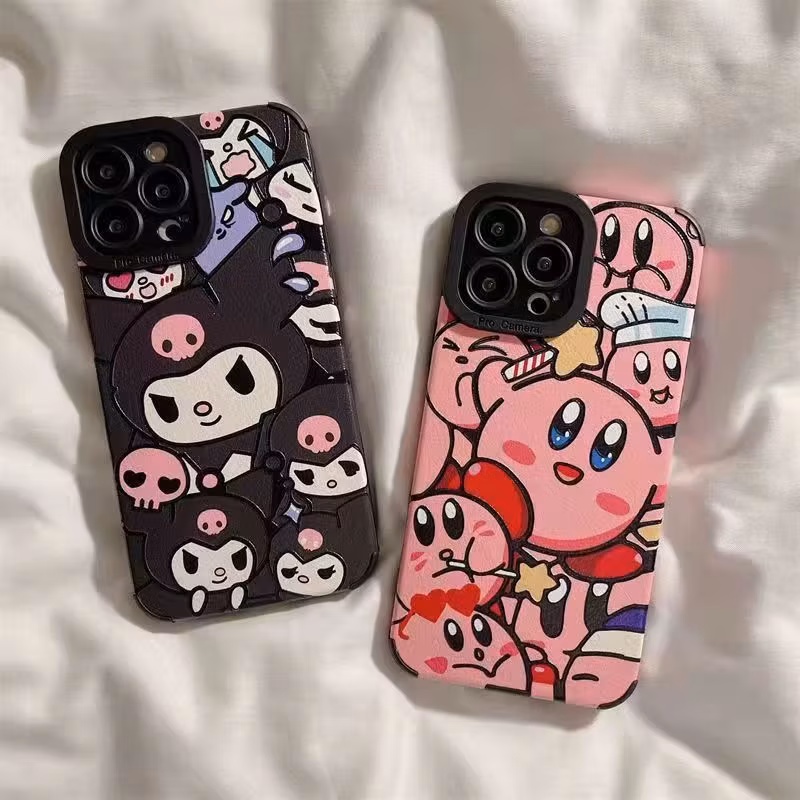 Imitation Leather Cartoon Kabi of The Planet Kulomi Phone Case for iPhone 13 14 15 Protective Cover Cheap