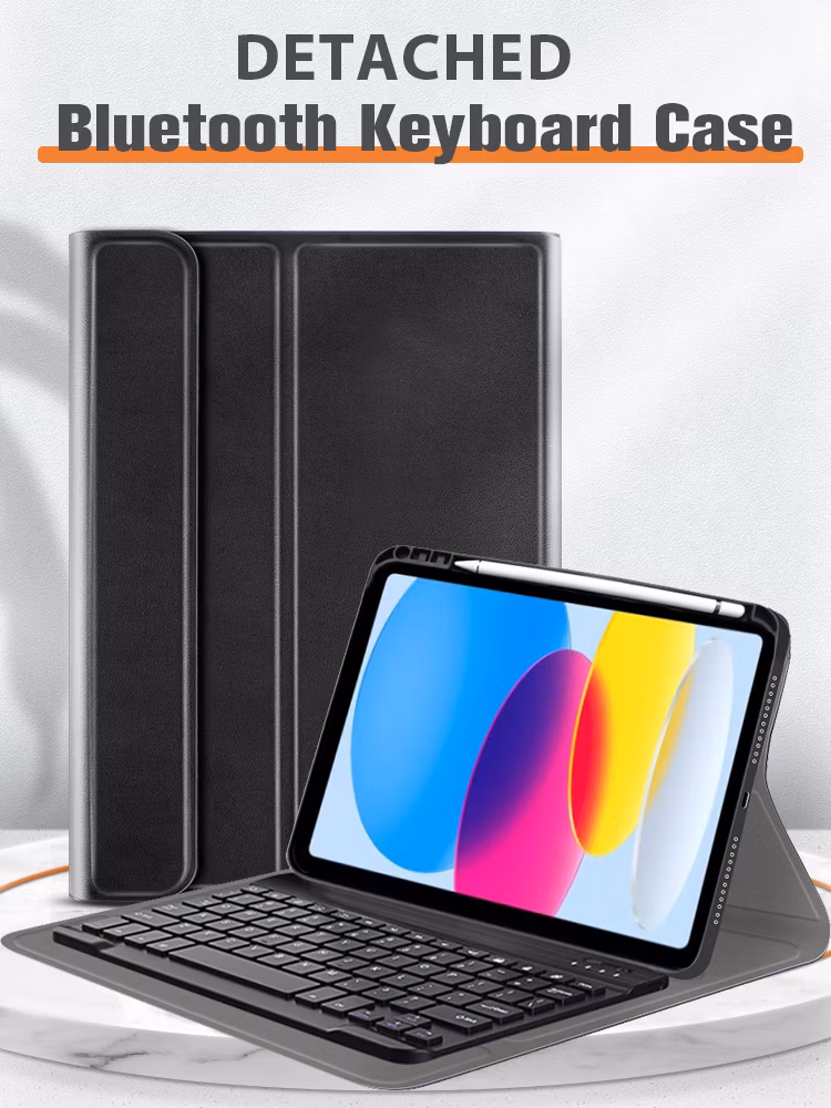 Bluetooth Keyboard Leather Tablet Case for iPad 10th Gen 2022 10.9