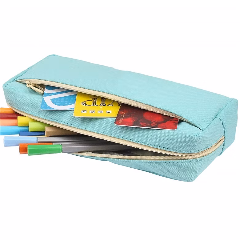 Canvas Classic Pencil Bag Zipper Storage Stationery Case