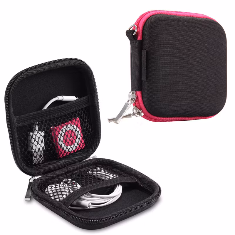 Custom Portable Shockproof Mini EVA Earphone Case with Mesh Pocket for Cable