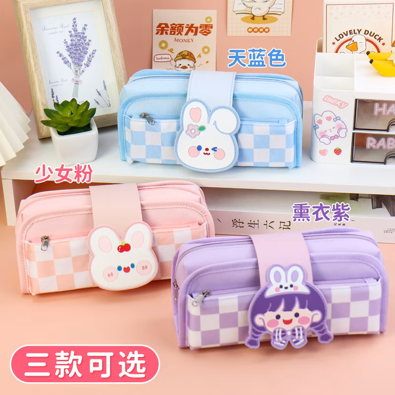 Promotional PVC Zipper Office Triangle Pencil Bag Pencil Case for Office