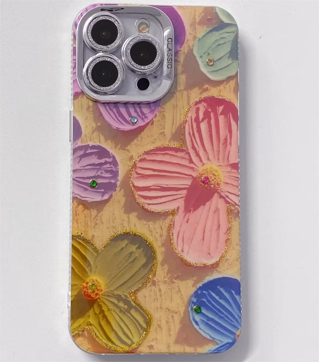 Luxury Fashion Laser Flowers Glitter Phone Case for iPhone15 14 13 12 11promax
