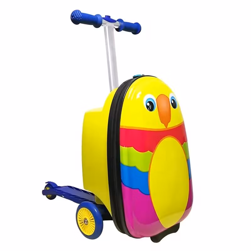 Kids Suitcase High Quality Folding Three Children Kick Luggage Standing Scooters