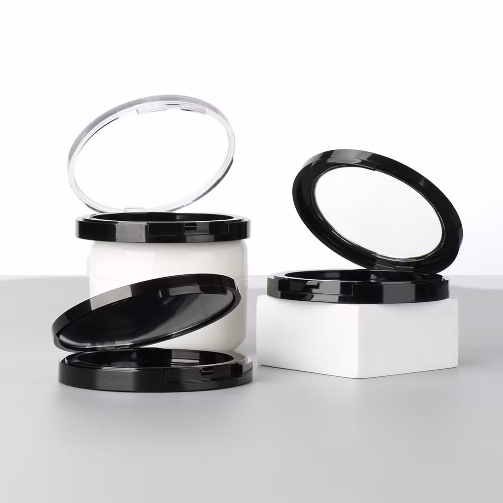 Black Color Eye Cream Purple Container Loose Setting Powder Screen Printing ABS Pressed Powder Compact Case