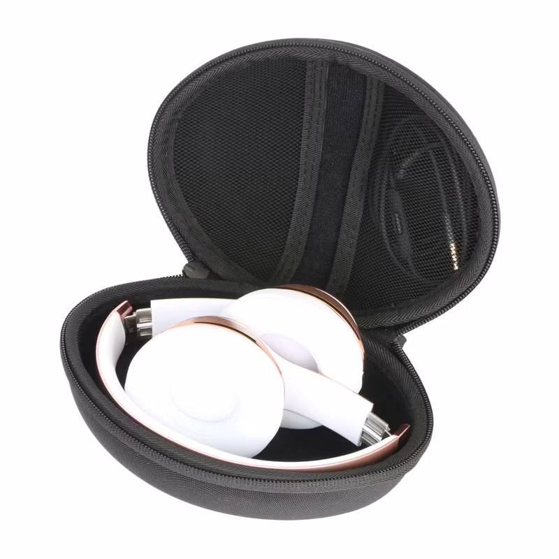 Custom Waterproof Shockproof Portable Hard Shell Carrying Storage EVA Earphone Case with Mesh Pocket