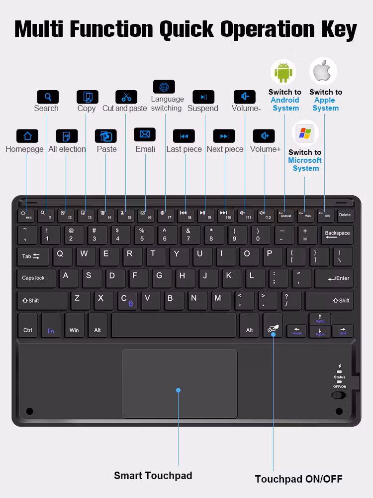 Trackpad Bluetooth Keyboard Case for Samsung Galaxy Tab A7 10.4 Tablet Leather Cover Factory Wholesales