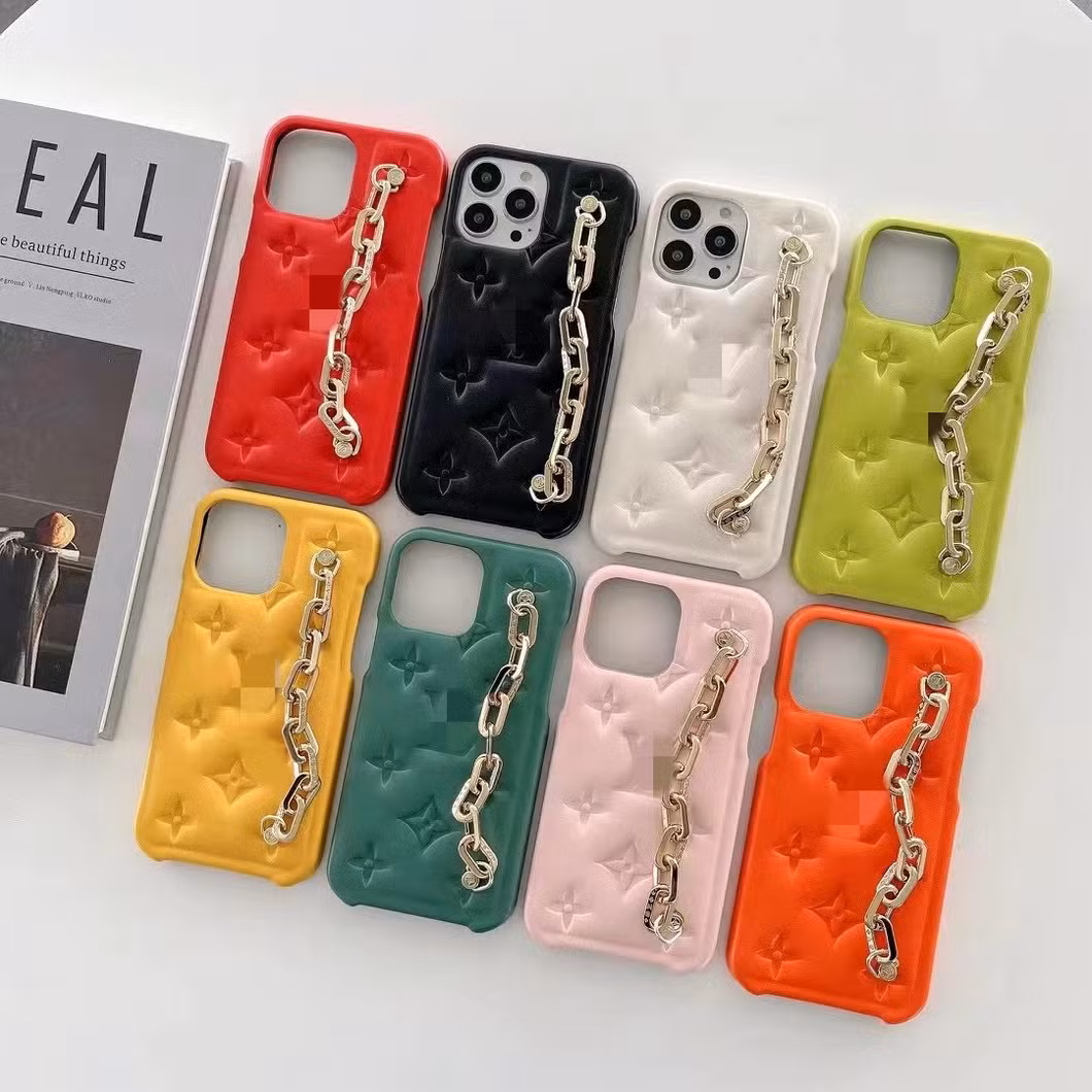 Luxury Brand Square Flower Hard Leather Soft Border Phone Case for iPhone X Xr Xs Max 7 8 6 6s S Plus 7plus 10 11 PRO Back Cover