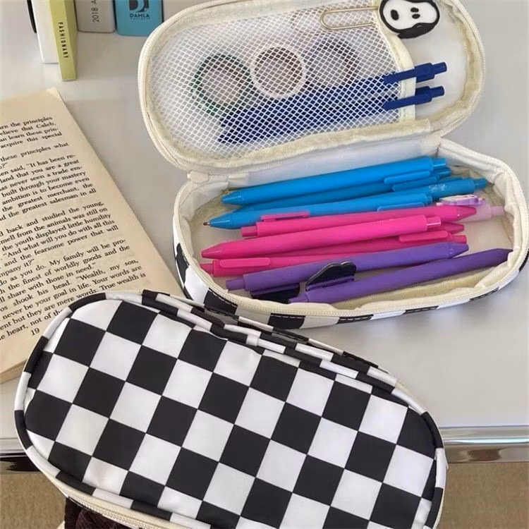 Custom Canvas Zipper Lovely Triangle Pencil Bag Pencil Case for Office