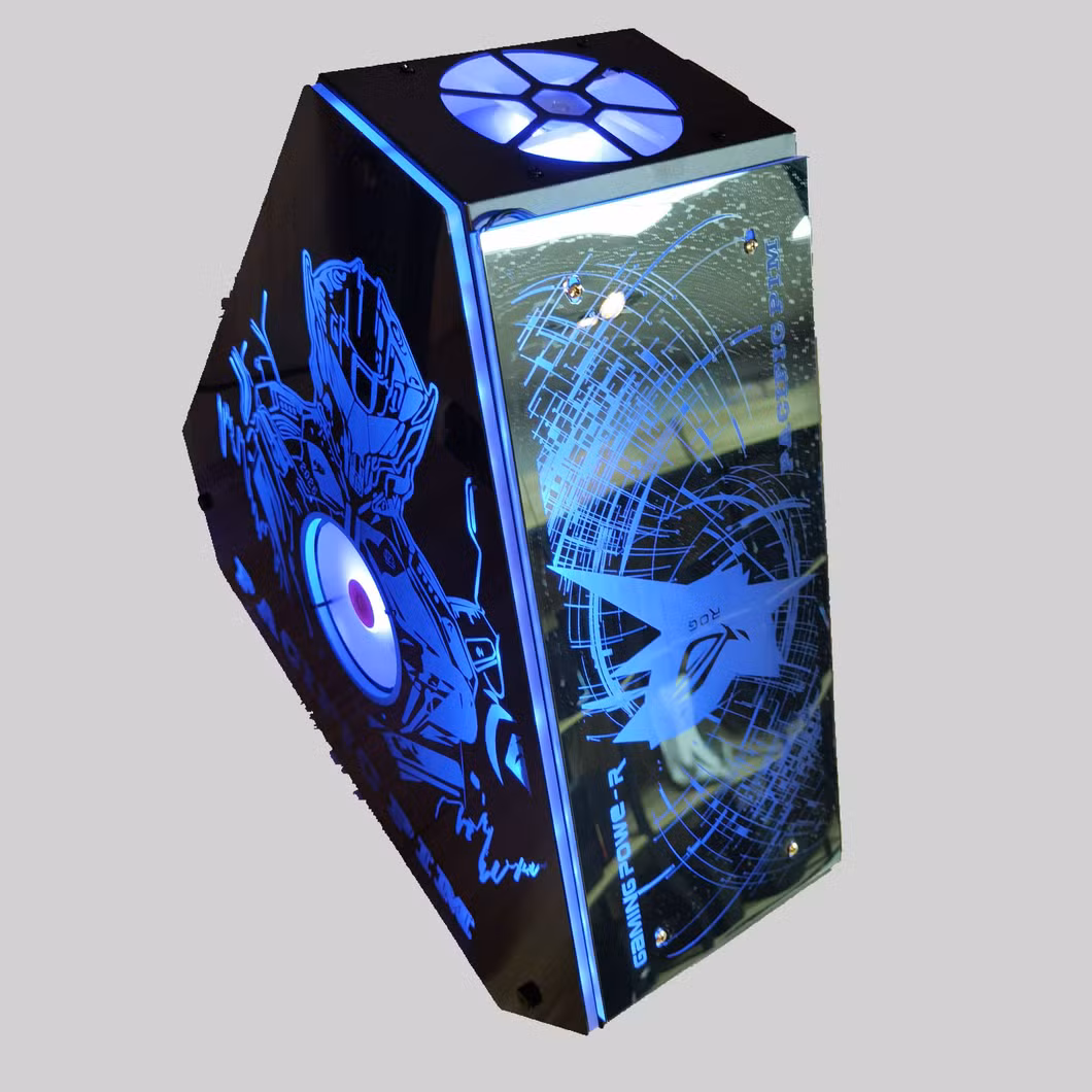 F917 Hotsale Middlel Tower ATX Gaming Computer PC Case with RGB Light Board USB3.0, 0.9mm SPCC, Glass Side Panel, Popular Model, Special Design