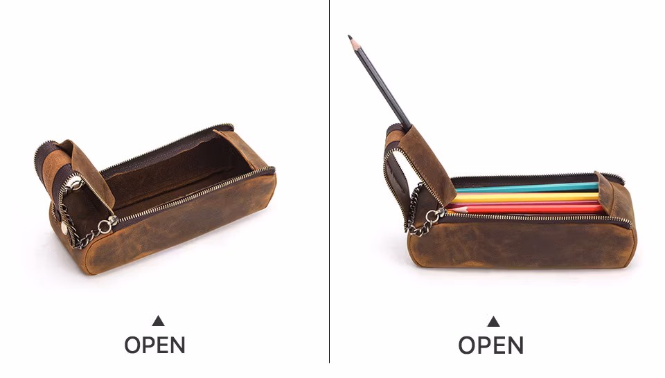 GA151 personalised stationery multi function a luxury pen leather cases multifunctional for single pouch large capacity custom pencil case