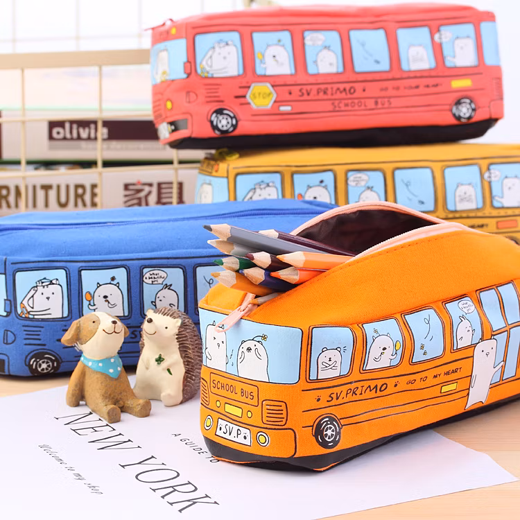 Creative Student Stationery Small Animal Bus Pen Bag Bus Pencil Case