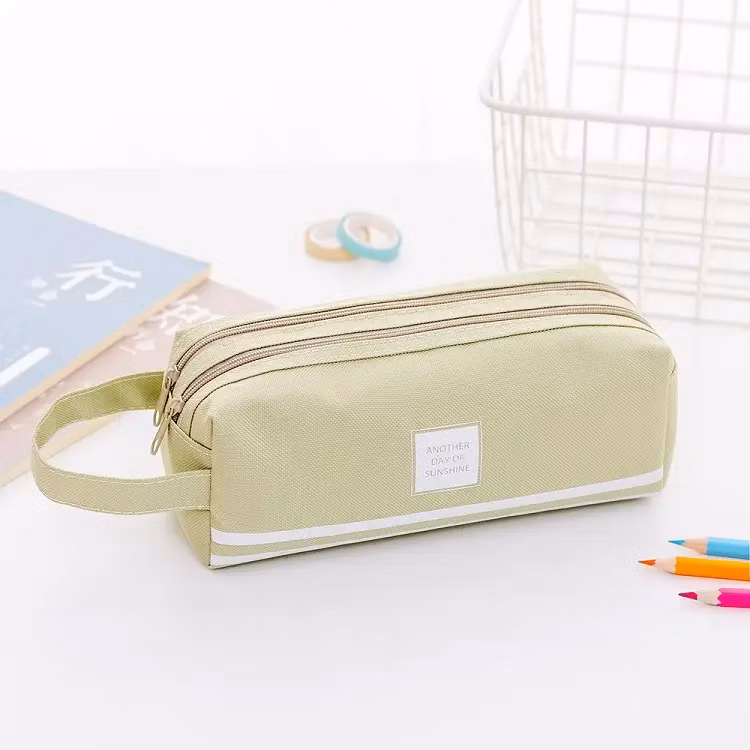 Double-Layer Pencil Case Large Capacity Portable Canvas Pencil Case