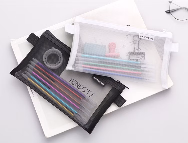 Wholesale Transparent Nylon Mesh Pencil Case for Student Exams