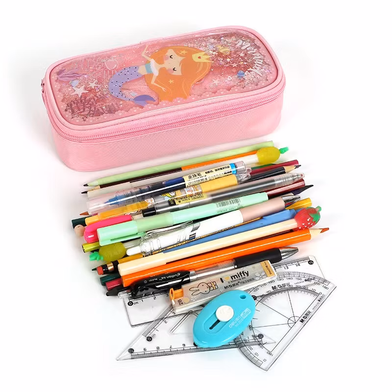 Trendy Flowing Sand Portable Pen Case for Students