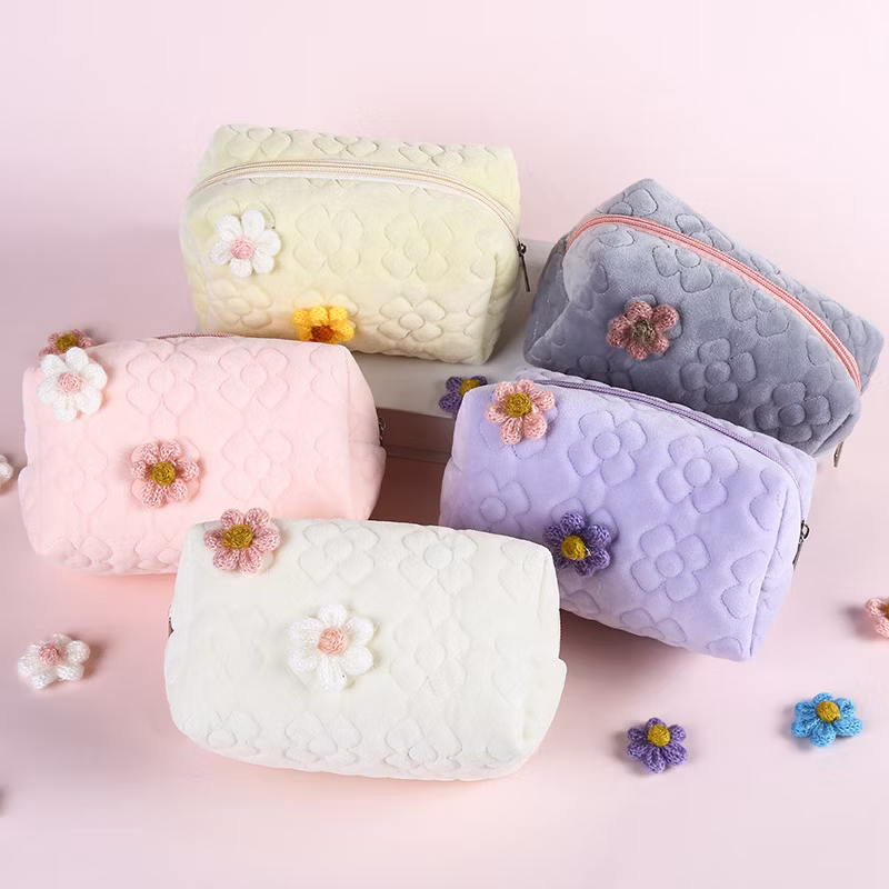 Hot Selling Flannel Zipper Kawaii Animal Pencil Bag Pencil Case for Office