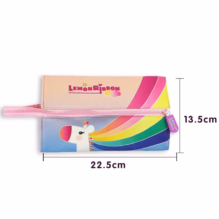 Hot Sales New Fashion Students Gifts Cute Stationery Folding Pencil Pouch Bag Rainbow Color Girls Pencil Cases
