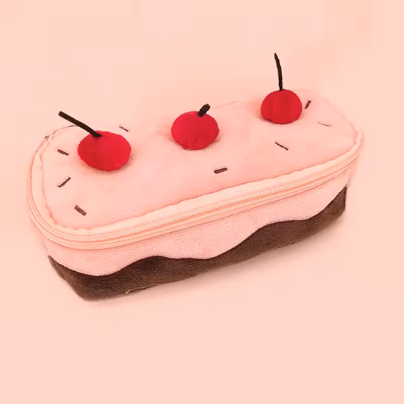 Pink Color Cute Fruit Cherry Soft Plush Pencil Case for Sale