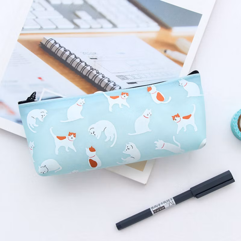Cartoon Cat Waterproof Pencil Case for School & Office