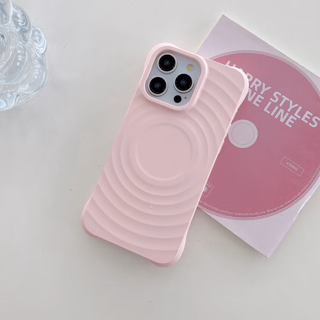 3D Wave Satin Ruffle Pattern Phone Case for iPhone 15 PRO Max Magnetic Solid Cover