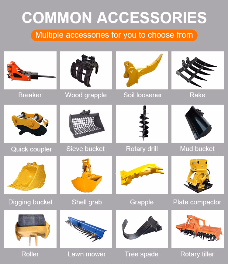 Earth Bucket Garden Farm Compact Multi-Function Bagger Wheel Loader Backhoe Agricultural Orchard Construction Hydraulic Crawler Small Mini Digge Excavator