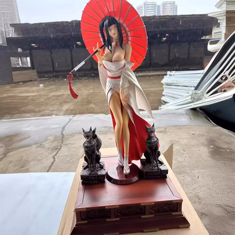 Naruto Gk White Amuji Umbrella Fa Kimono Hyuga Hinata Standing Posture Model Beautiful Girl Cartoon-Character