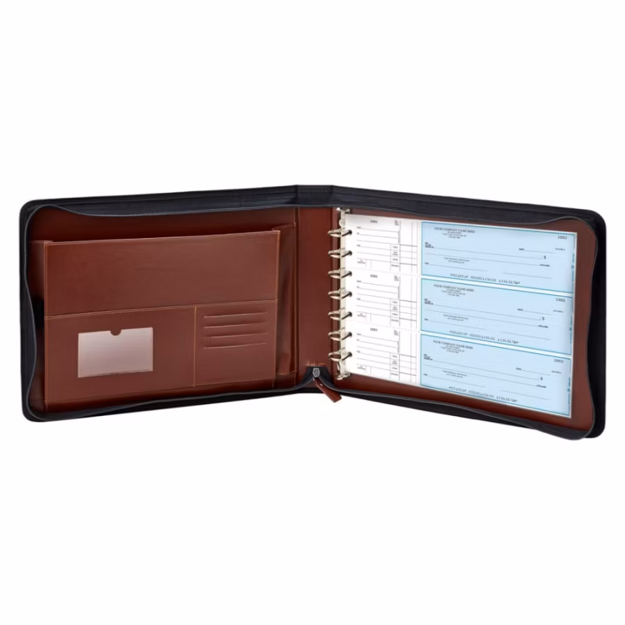 Zipper Executive 7 Ring Checkbook Portfolio Binder Case for Business Checkbook