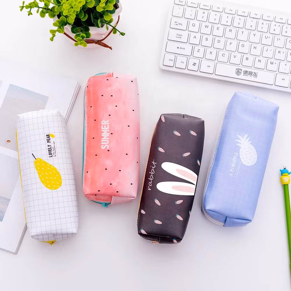 Large Capacity Stationery Storage Bag Cute Fruit Printed Leather Pencil Case