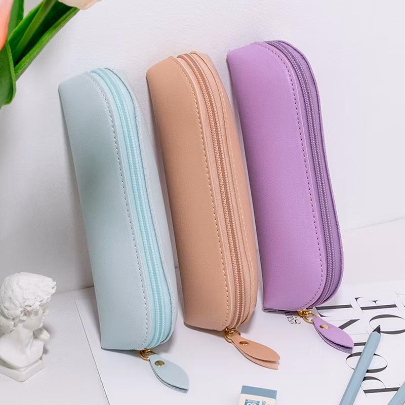Fashion Pencil Case Leather Pencil Bag Organizer Pencil Pouch Office Pen Case