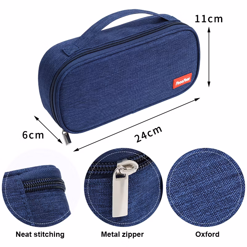Custom Large Capacity Oxford Cloth Pencil Case Double Zipper Design Double-Layer Primary Secondary Pen Pencil Bag Pouch Case