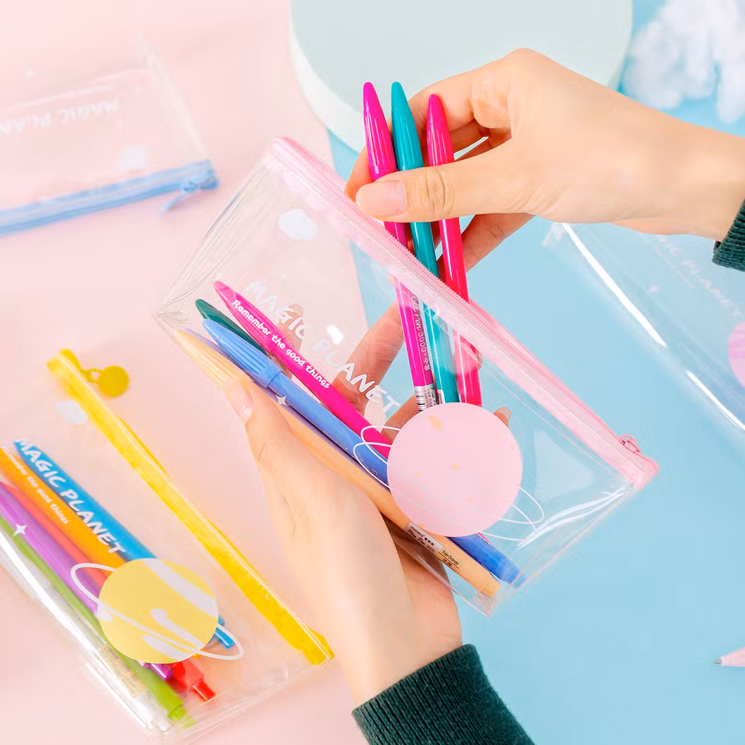 Hot Selling Creative Transparent Cartoon Planet Single Layer Pencil Case