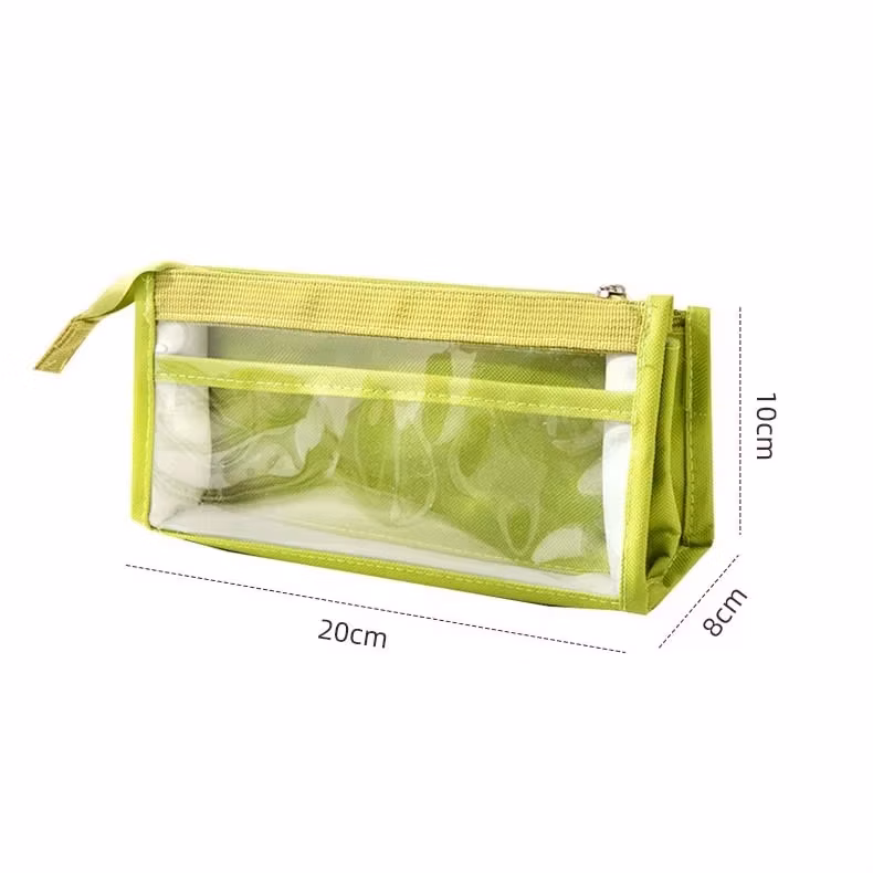 Multi Layered Stationery Storage Bag Polyester PVC Material Transparent Design Students Pencil Case