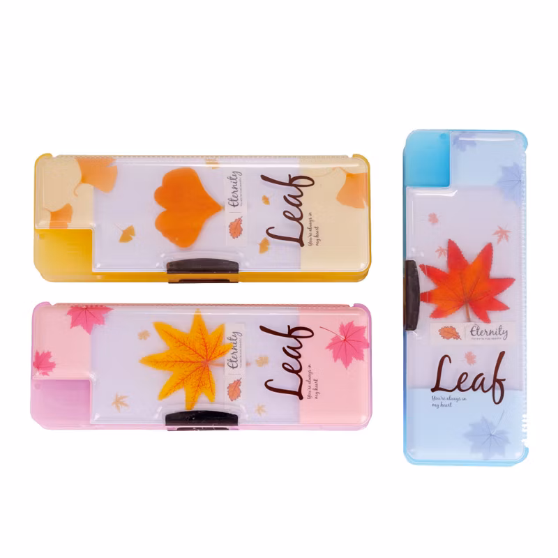 Multifunctional Leaf Pattern Cute Creative Student Stationery Pencil Case