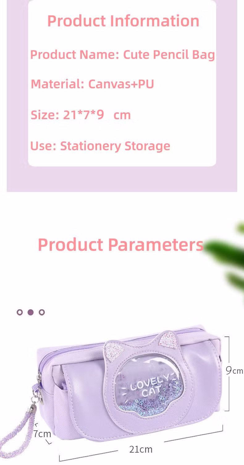 Purple Canvas Pencil Bag Colourful Large Storage Pencil Case Pen Bag with Zipper Big Capacity Pouch Organizer