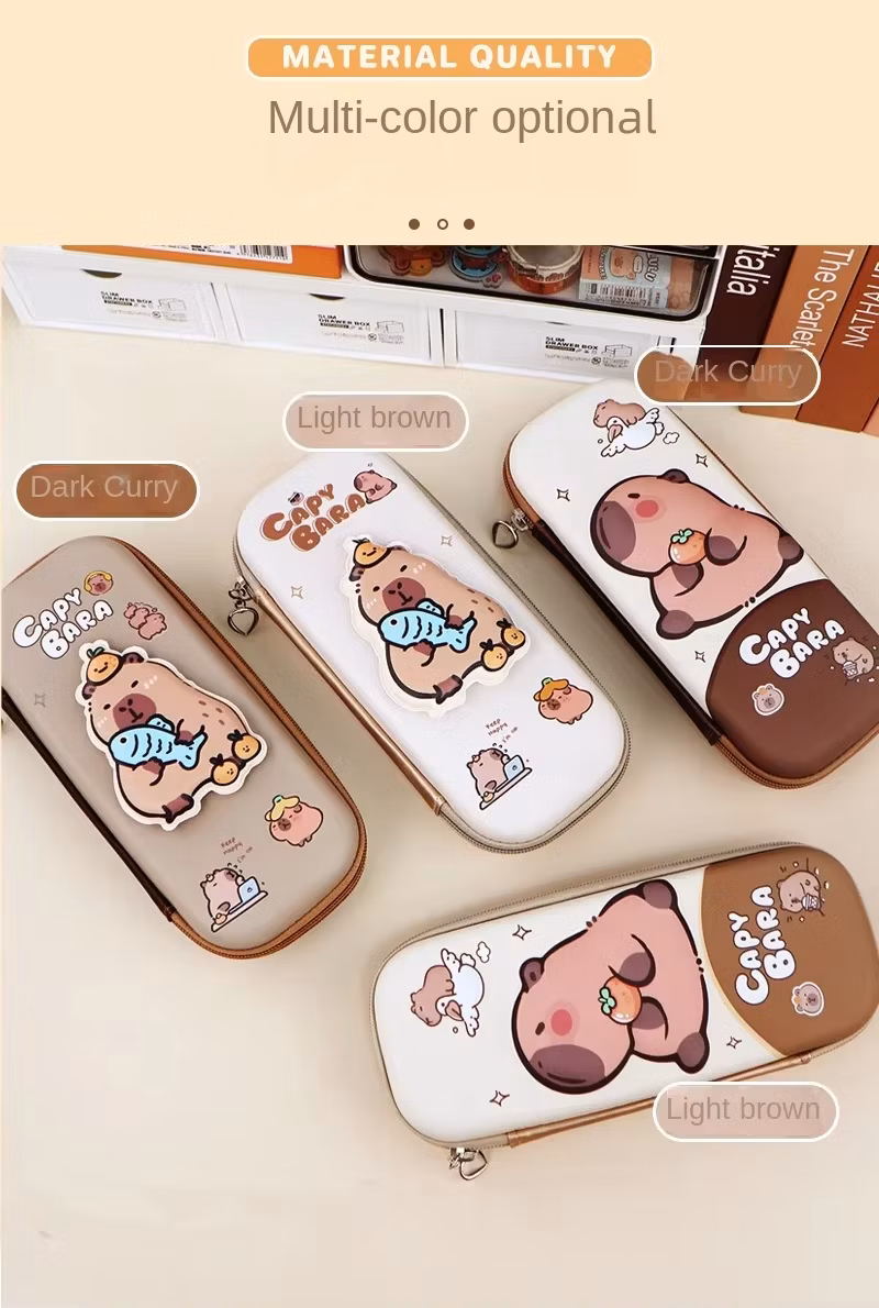 Capybara New Style Large Capacity Leather Pencil Case Cute Pen Case